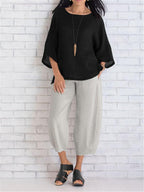 Solid color casual fashion nine points casual pants