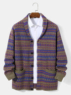 mens colorful knitted lapel single breasted double pocket casual cardigans