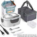 Electric Lunch Box Food Warmer Portable For Car &amp; Home - Leak Proof, Lunch Microwave For Truckers With  Steel Container 50.72 oz, 110V/12V/24V
