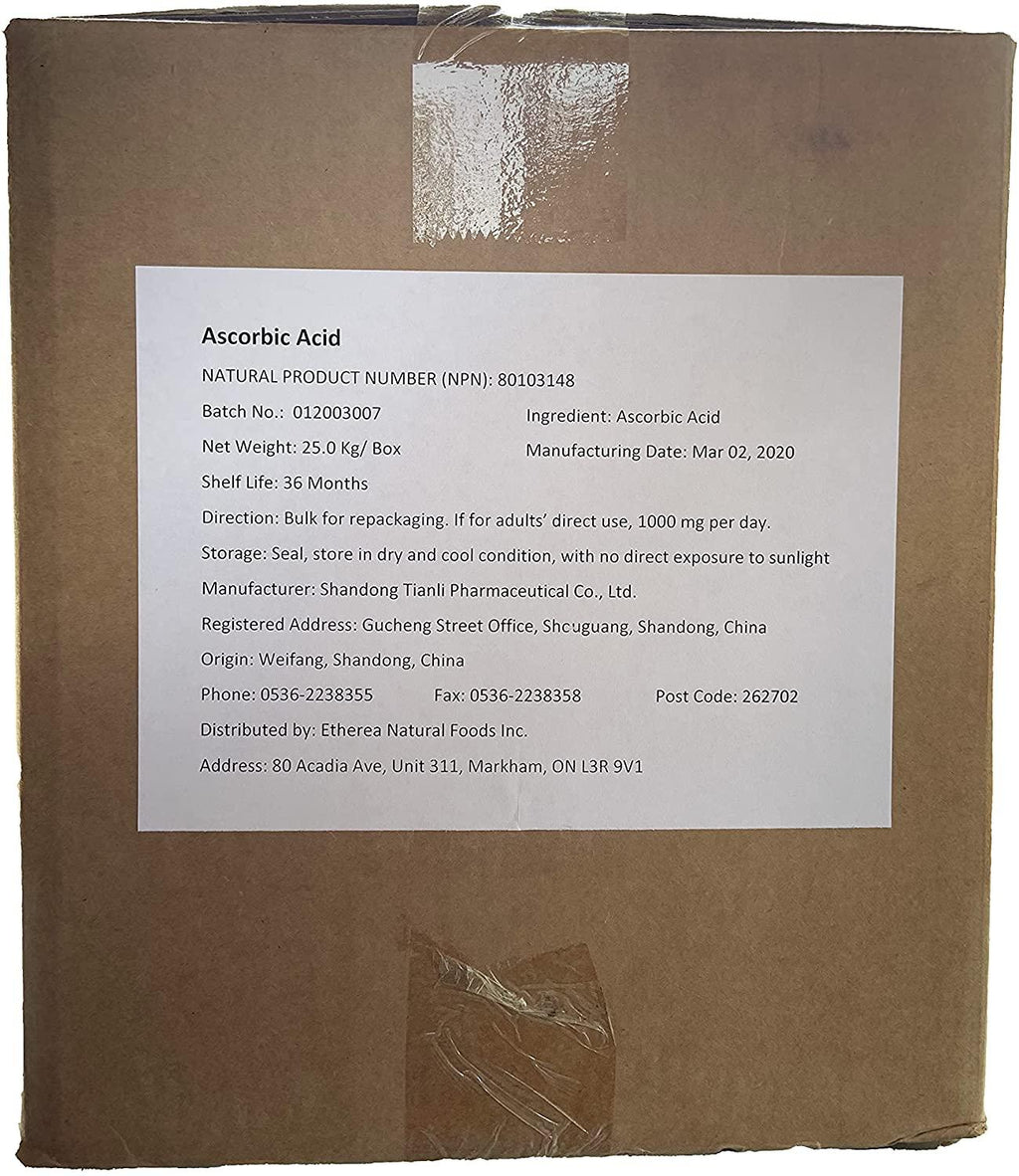 Etherea Ascorbic Acid - Vitamin C Bulk Powder (25 kg/Box)