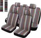 Pariitadin Baja Saddle Blanket Car Seat Covers Full Set with Seat Belt Pads, Washable Breathable Striped Woven Cloth Seat Covers for Cars Interior, Universal Fit Most Cars, Airbag Compatible, Red