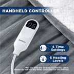 Bedsure Heated Blanket Electric Blanket - Soft Flannel Electric Throw, Heating Blanket with 4 Time Settings, 6 Heat Settings, and 3 hrs Timer Auto Shut Off (50x60 inches, Grey)