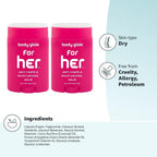 Body Glide For Her Anti Chafe Balm1.5oz: anti chafing stick with added emollients. Prevent rubbing leading to chafing, raw skin, and irritation. Use for arm, chest, bra, butt, groin, and thigh chafing
