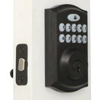 SmartCode Venetian Bronze Single Cylinder Electronic Deadbolt featuring SmartKey Security and Juno PassaKnob