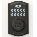 SmartCode Venetian Bronze Single Cylinder Electronic Deadbolt featuring SmartKey Security and Juno PassaKnob