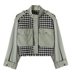 pockets hounds tooth loose female coat