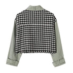 pockets hounds tooth loose female coat
