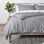Bare Home Bedding Duvet Cover Queen Size - Premium 1800 Super Soft Duvet Covers Collection - Lightweight, Duvet Cover - Soft Textured Bedding Duvet Cover (Queen, Heathered Charcoal)