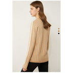 houndstooth o-neck full sleeve sweater