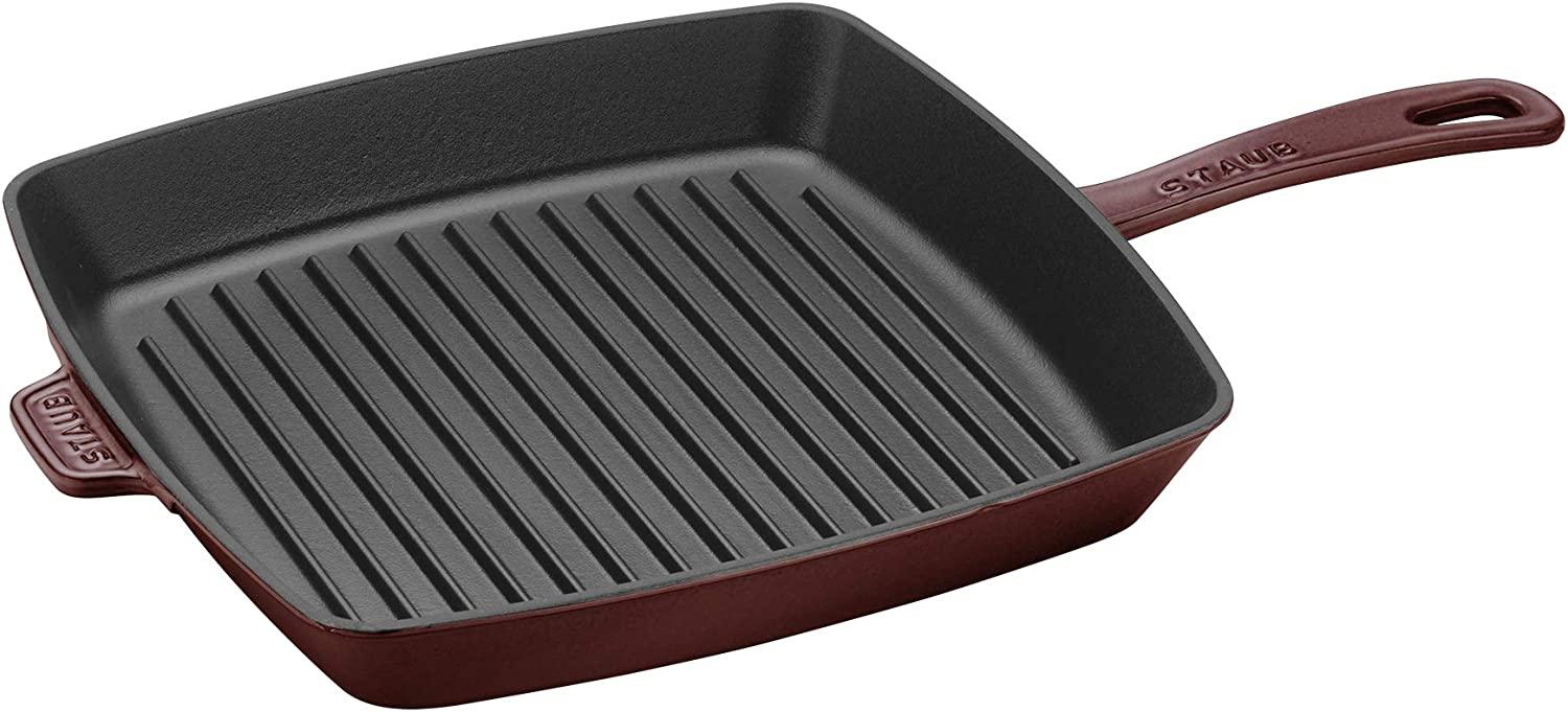 Staub Cast Iron 12-inch Square Grill Pan - Grenadine, Made in France