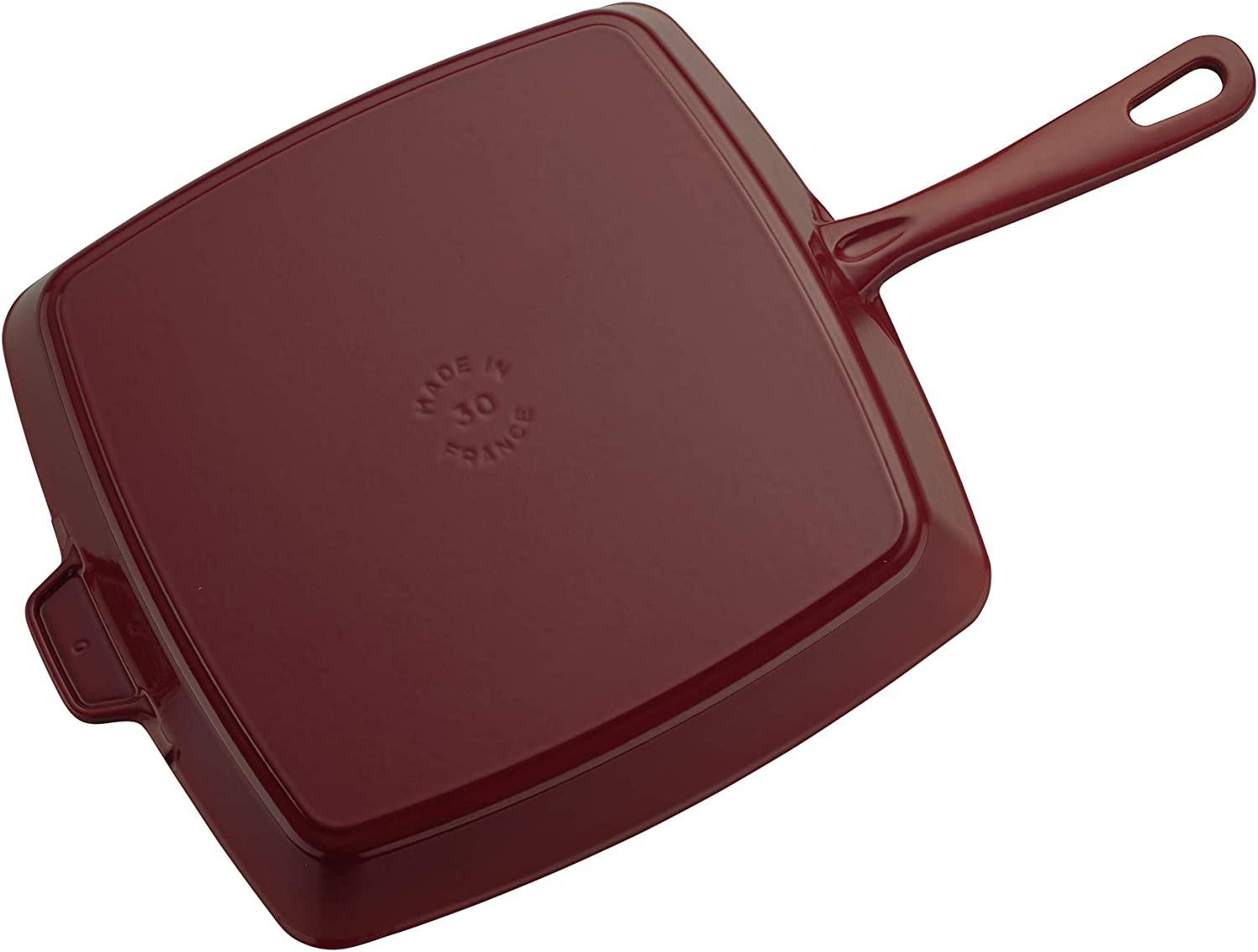 Staub Cast Iron 12-inch Square Grill Pan - Grenadine, Made in France