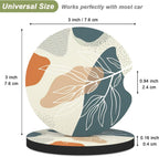 Nipichsha Car Cup Holder Coasters, Car Coasters for Cup Holders, 2 Pack Anti Slip Insert Coasters, Rubber Car Cup Mat with A Finger Notch, Cute Car Interior Accessories for Women (Abstract Boho Leaf)