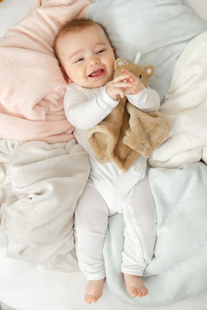 Loveys for Babies - Ultra-Soft Baby Lovey & Security Blankets for Babies, 12x12, Bunny & Bear, Soothing Comforter, Machine Washable, Perfect, Stroller & Bedtime Companion (Brown Bear)