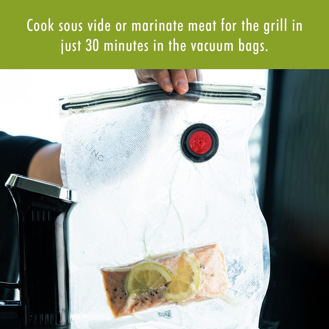 ZWILLING Fresh & Save 20-pc Medium Vacuum Sealer Bags, 1 Gallon Reusable Sous Vide Bags, Meal Prep