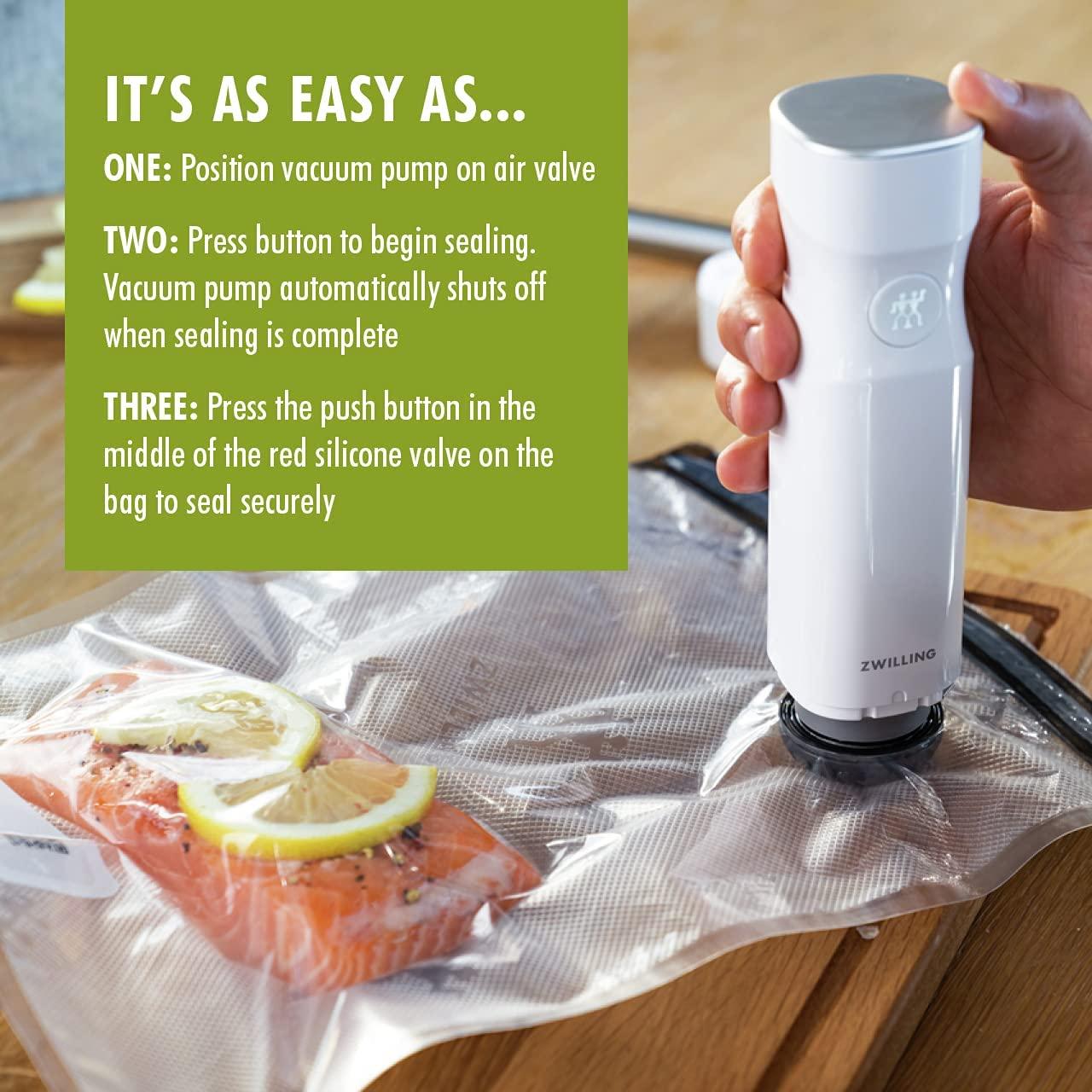 ZWILLING Fresh & Save 20-pc Medium Vacuum Sealer Bags, 1 Gallon Reusable Sous Vide Bags, Meal Prep