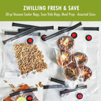 ZWILLING Fresh & Save 20-pc Assorted Sizes Vacuum Sealer Bags, Sous Vide Bags
