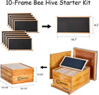 10-Frame Bee Hives and Supplies Starter Kit,Beehive Kit Dipped in Beeswax,Bee Keeping Supplies-All Beginners Kit Includes Beekeeping Supplies Tool Set and Bee Suit.