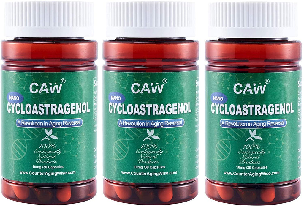 CAW Nano Cycloastragenol 10mg 30 Caps 3 Bottles Anti Aging Telomerase Activation Supplement…