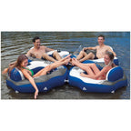River Run Connect Inflatable Water Raft (4 Pack) + 2 Person Cooler Tube