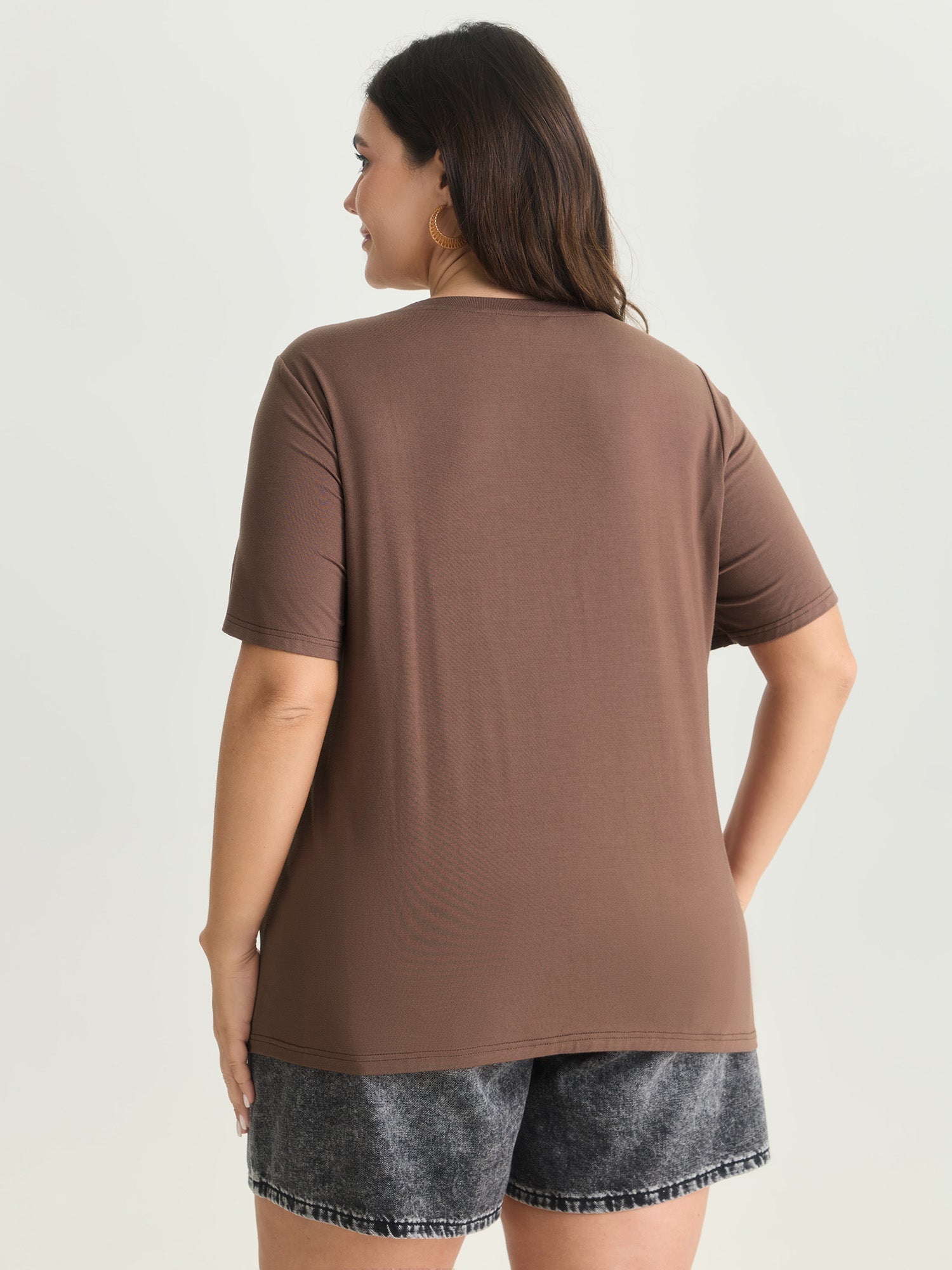 Supersoft Geometric Print Keyhole Neckline T-Shirt