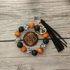 Leopard Wood Beads Hand Beads Spot Wood Beads Bracelet Hand Tassel Bracelet Car Key Chain