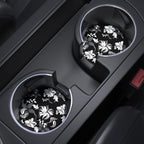 Nipichsha Car Cup Holder Coasters, Car Coasters for Cup Holders, 2 Pack Anti Slip Insert Coasters, Rubber Car Cup Mat with A Finger Notch, Cute Car Interior Accessories for Women Men(Black Flower)
