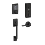 Century Matte Black Sense Smart Door Lock with Latitude Lever Door Handleset