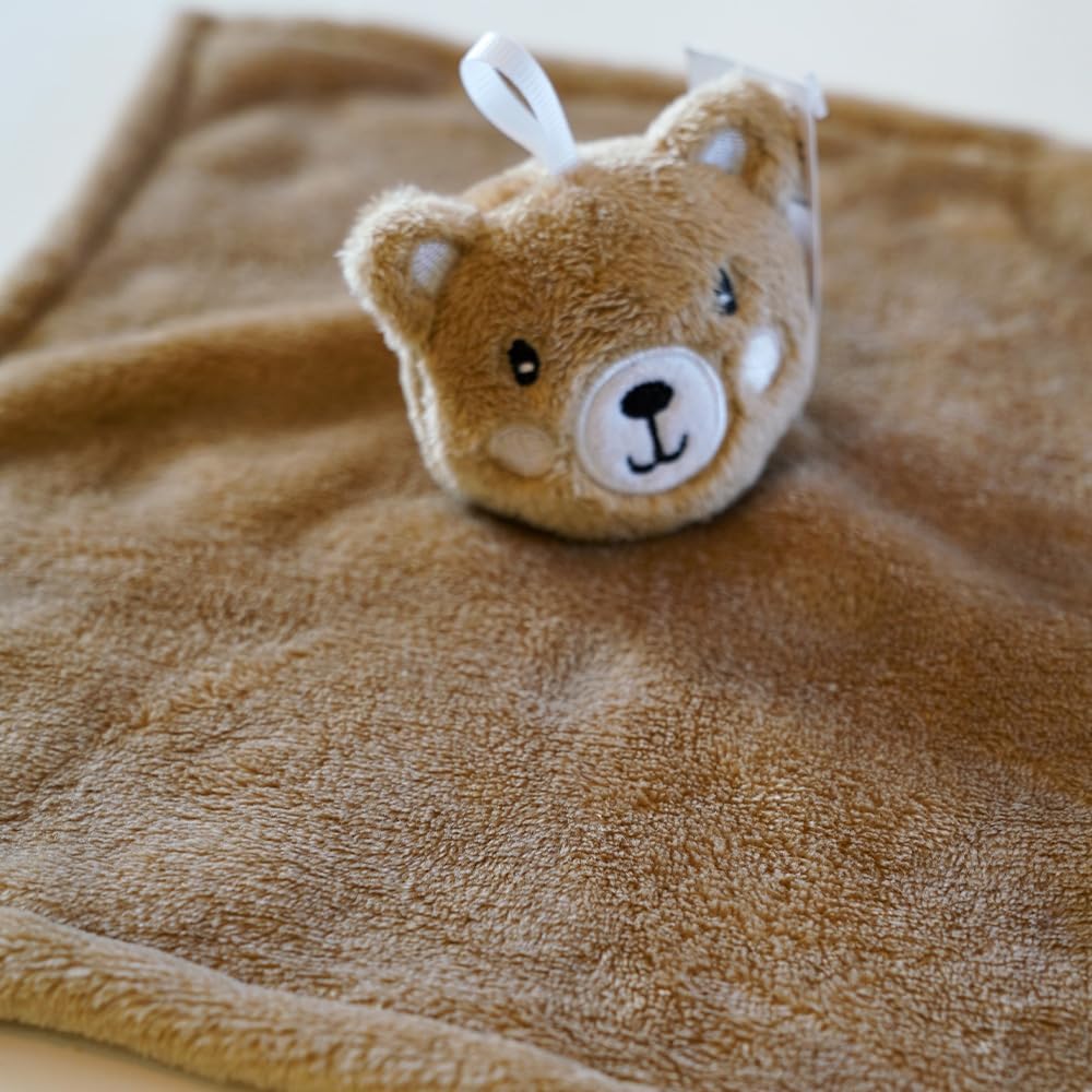 Loveys for Babies - Ultra-Soft Baby Lovey & Security Blankets for Babies, 12x12, Bunny & Bear, Soothing Comforter, Machine Washable, Perfect, Stroller & Bedtime Companion (Brown Bear)
