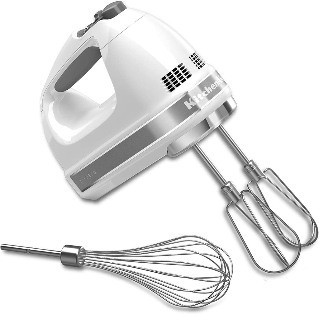 KitchenAid KHM7210WH 7-Speed Digital Hand Mixer with Turbo Beater II Accessories and Pro Whisk - White