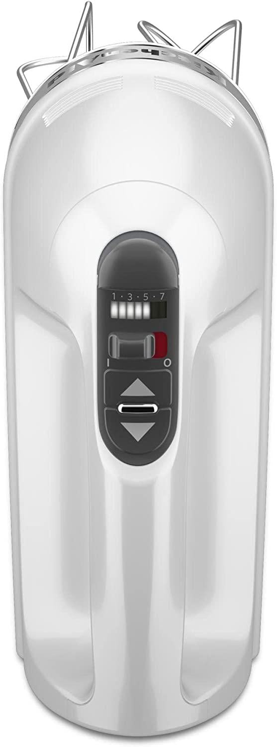 KitchenAid KHM7210WH 7-Speed Digital Hand Mixer with Turbo Beater II Accessories and Pro Whisk - White