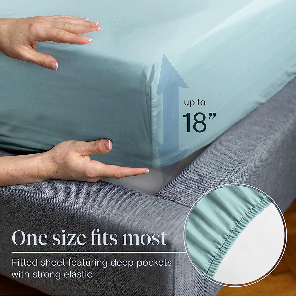 LuxClub 6 PC King Size Sheet Set Bamboo Sheets Deep Pockets 18" Eco Friendly Wrinkle Free Cooling Sheets Machine Washable Hotel Bedding Silky Soft - Light Teal King
