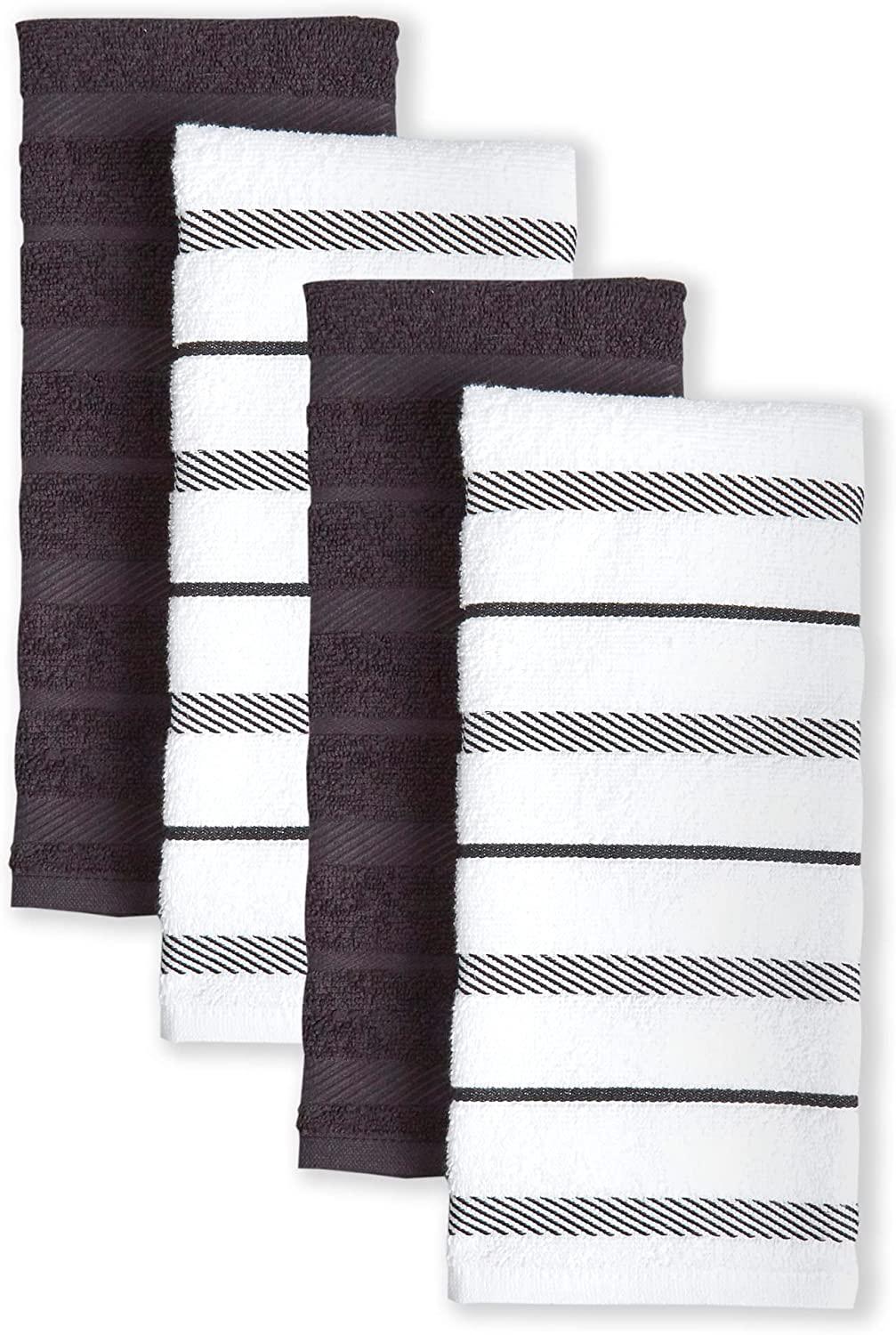 KitchenAid Albany Kitchen Towel Set, Set of 4, Black 4 Count