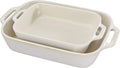 STAUB Ceramics Rectangular Baking Dish Set, 2 pc, Rustic Ivory