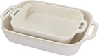 STAUB Ceramics Rectangular Baking Dish Set, 2 pc, Rustic Ivory