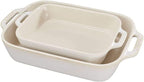 STAUB Ceramics Rectangular Baking Dish Set, 2 pc, Rustic Ivory