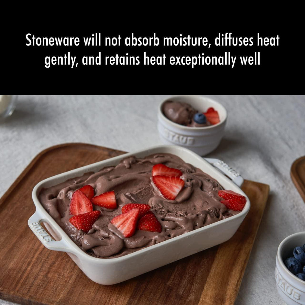 STAUB Ceramics Rectangular Baking Dish Set, 2 pc, Rustic Ivory