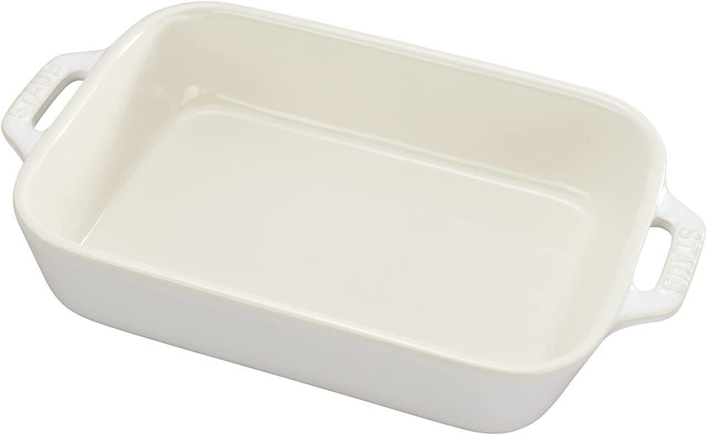 STAUB Ceramics Rectangular Baking Dish Set, 2 pc, Rustic Ivory