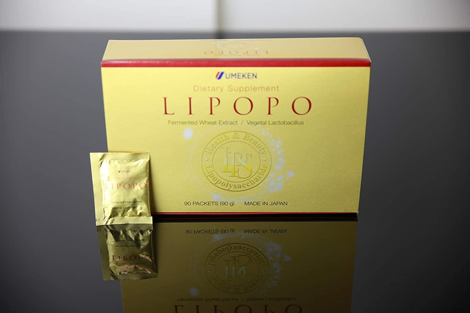 Umeken Lipopo, 3 Month Supply- Lipopolysaccharide, Beta-glucan from Yeast, Lactic Acid Bacteria, and Vitamin C. 90 Packets. Made in Japan.