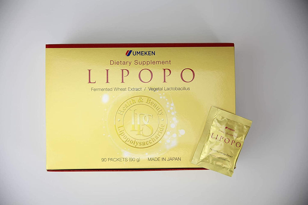 Umeken Lipopo, 3 Month Supply- Lipopolysaccharide, Beta-glucan from Yeast, Lactic Acid Bacteria, and Vitamin C. 90 Packets. Made in Japan.