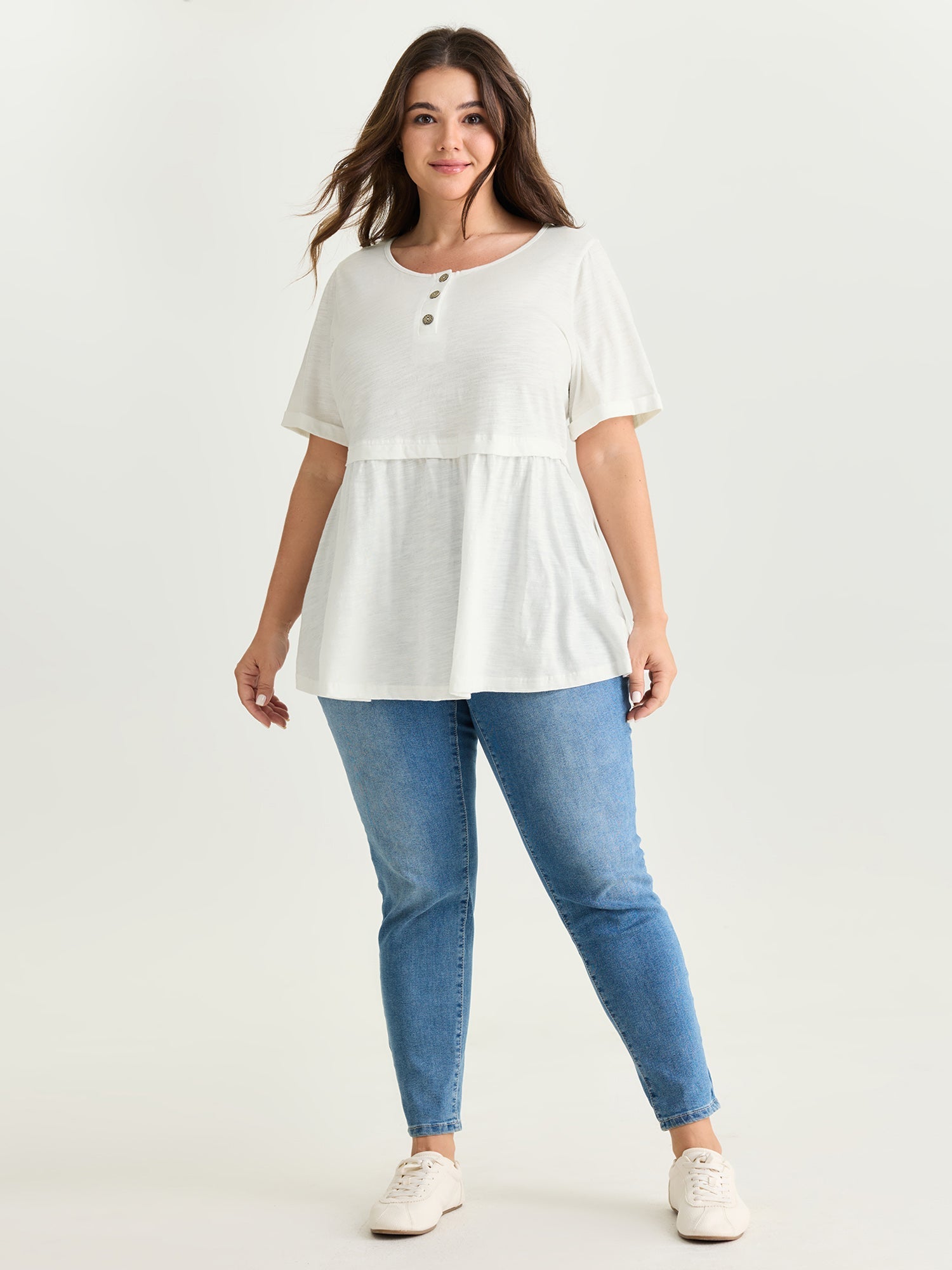 Pure Cotton Half Button Placket T-Shirt