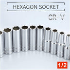 Wrench 1/2inch Deep Long Socket Set CRV 8-32mm Deep Socket Adapter for Torque Ratchet Socket Wrench Spanner Repair Hand Tool Metal Material (Color : 20PC)