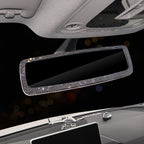 Car Rearview Mirror Cover, Interior Universal Auto Rear View Mirror Bling Rhinestone Luxury Surface Mirror Cover Auto Accessories