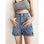 high-waist embroidery wide leg shorts