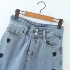 high-waist embroidery wide leg shorts