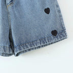high-waist embroidery wide leg shorts