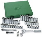 SK Professional Tools 94549 49-Piece 3/8 in. Drive 6-Point Std/Deep Metric Socket Set - Chrome Socket Set with Super Chrome Finish | Set of 49 Sockets Made in USA