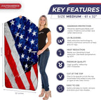 Autoamerics 1-Piece Windshield Sun Shade Grunge American Flag - 4 USA  - Foldable Car Front Window Sunshade for Most Sedans SUV Truck - Blocks Max UV Rays and Keeps Your Vehicle Cool - Medium
