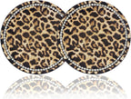2.75" Car Cup Holder Coaster Car Coasters Leopard Print Bling Accessories Rhinestone Anti Slip Insert Coaster Suitable for Most Cars Gifts - 2PCS
