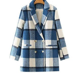 plaid woolen vintage blazer coat
