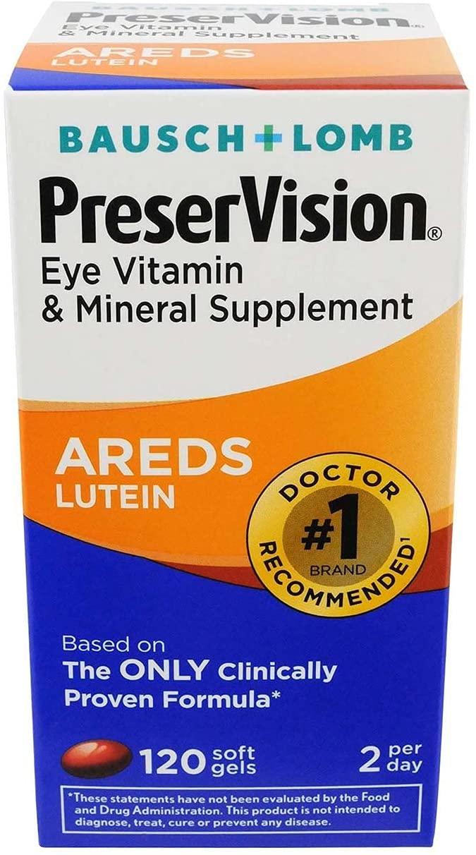 Bausch & Lomb PreserVision with Lutein 120 Soft Gels (Pack of 8)